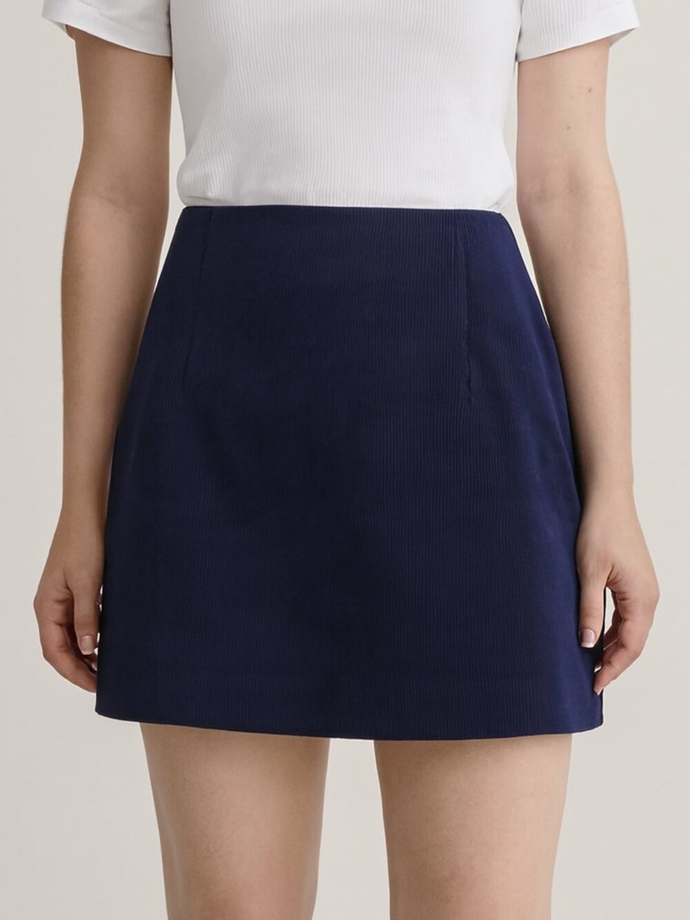 Halara Navy Corduroy Mini Skirt with Shorts lining, Size L NWT